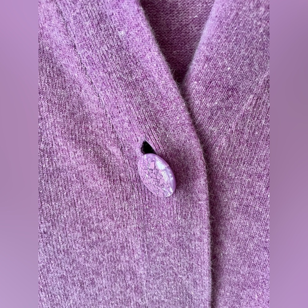 Carole Little Lavender Wool Cardigan Sweater - Picture 2 of 5